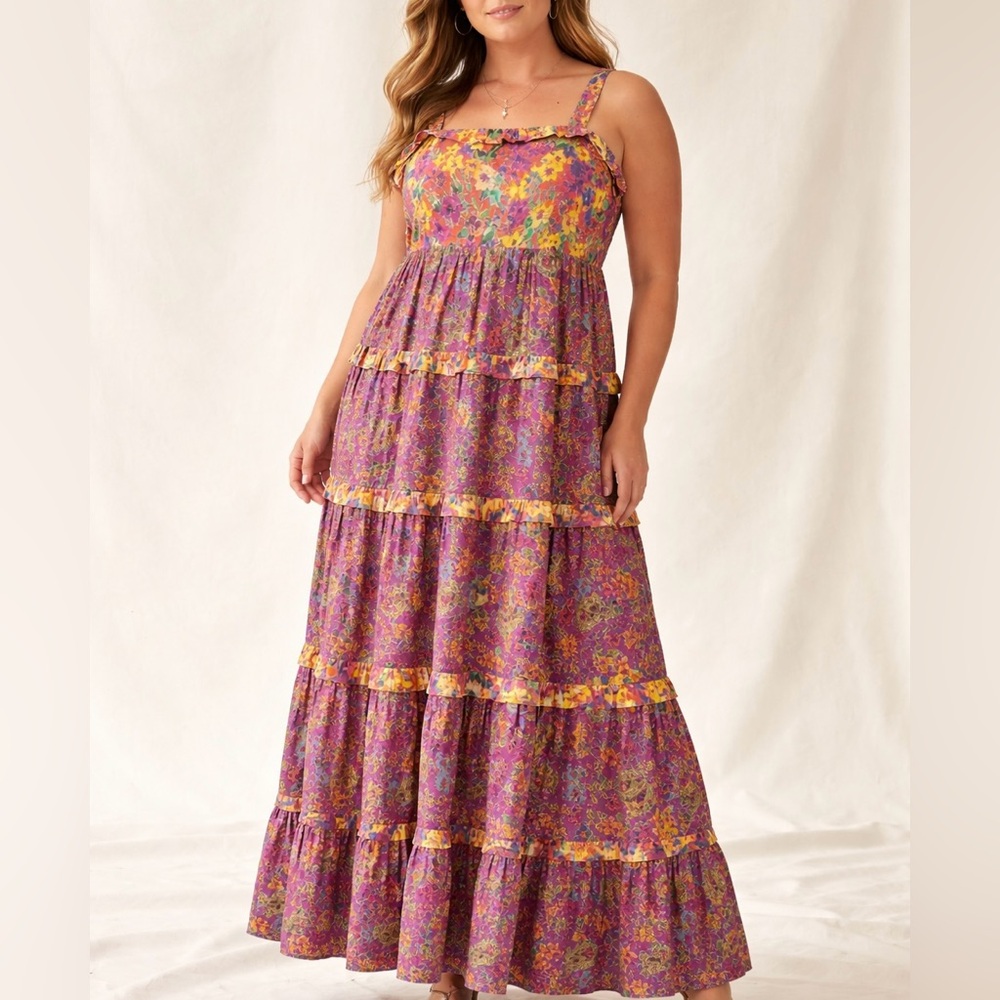 Kachel Floral Tiered Ruffle Maxi Dress